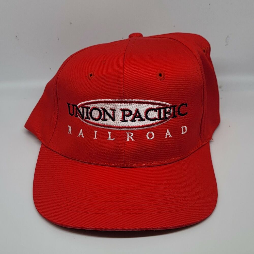 Union Pacific Railroad Snapback Hat Cap Adult Red EUC Luna Basics Baseball